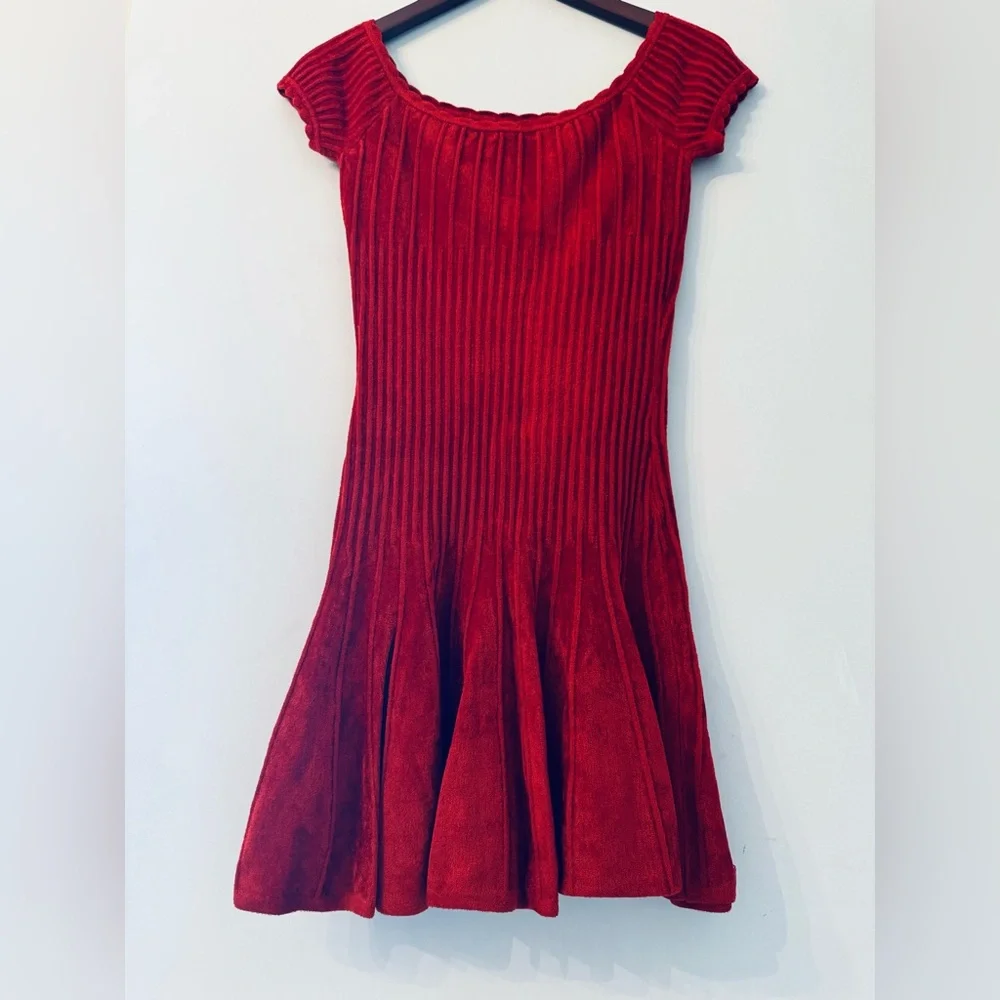Ronny Kobo XS chenille Karin off sleeve scalloped neckline dress - Picture 6 of 10